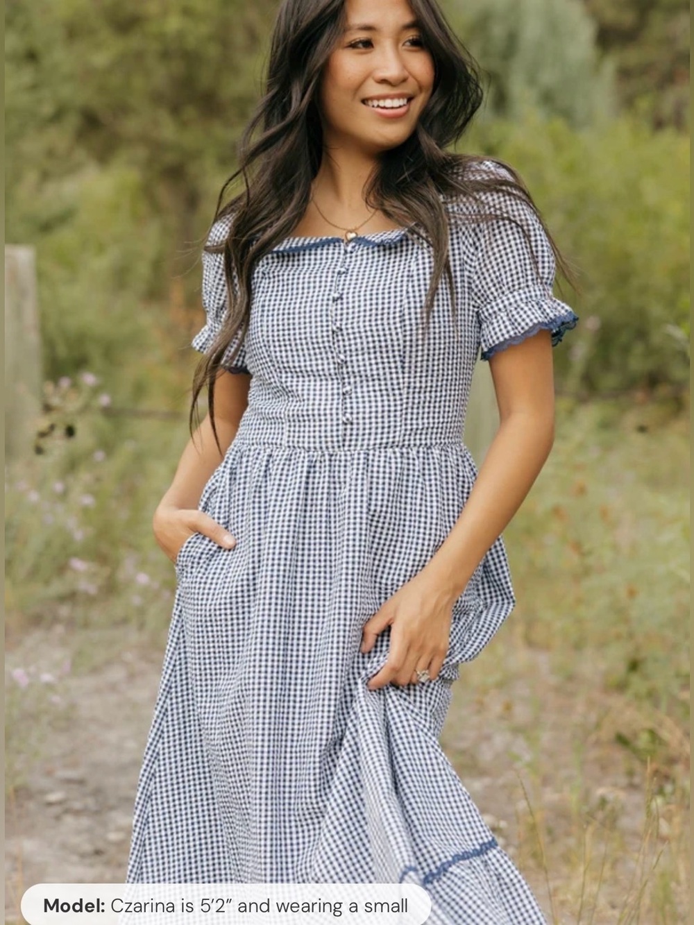 XL  Love Olive Co Winona Dress - Navy Gingham is a charming vintage-inspired mid